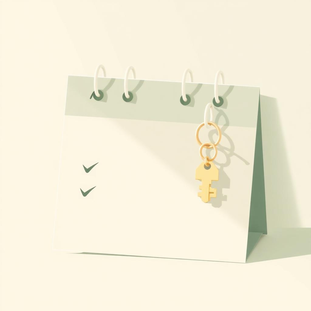 Calendar with checkmark and a house key